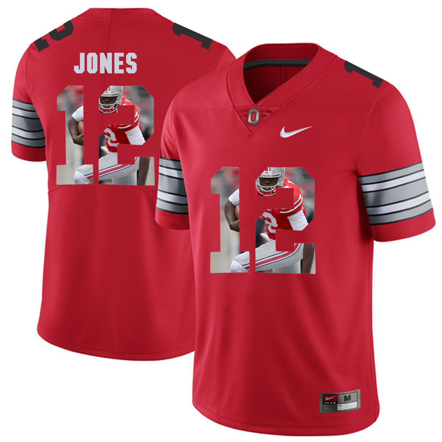 Men Ohio State #12 Jones Red Fashion Edition Customized NCAA Jerseys